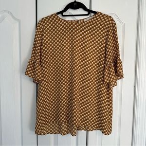 LOFT Ruffle Sleeve Floral Pattern Flowy Top